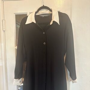 Zara Black Dress with Cream Collar